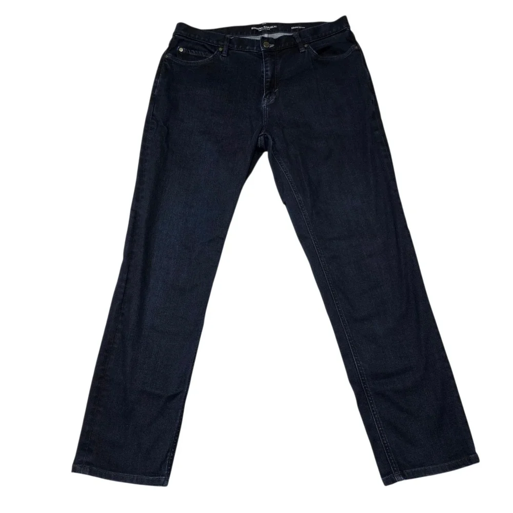 Banana‎ Republic Traveler Tapered Fit Dark Wash Jeans Mens 35 Stretch Comfort